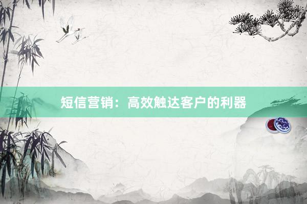 短信营销：高效触达客户的利器